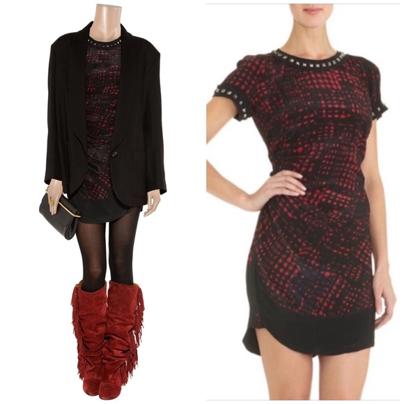 Isabel Marant Etoile Trash Rouge Silk Dress Sz. 1 - Picture 3 of 16